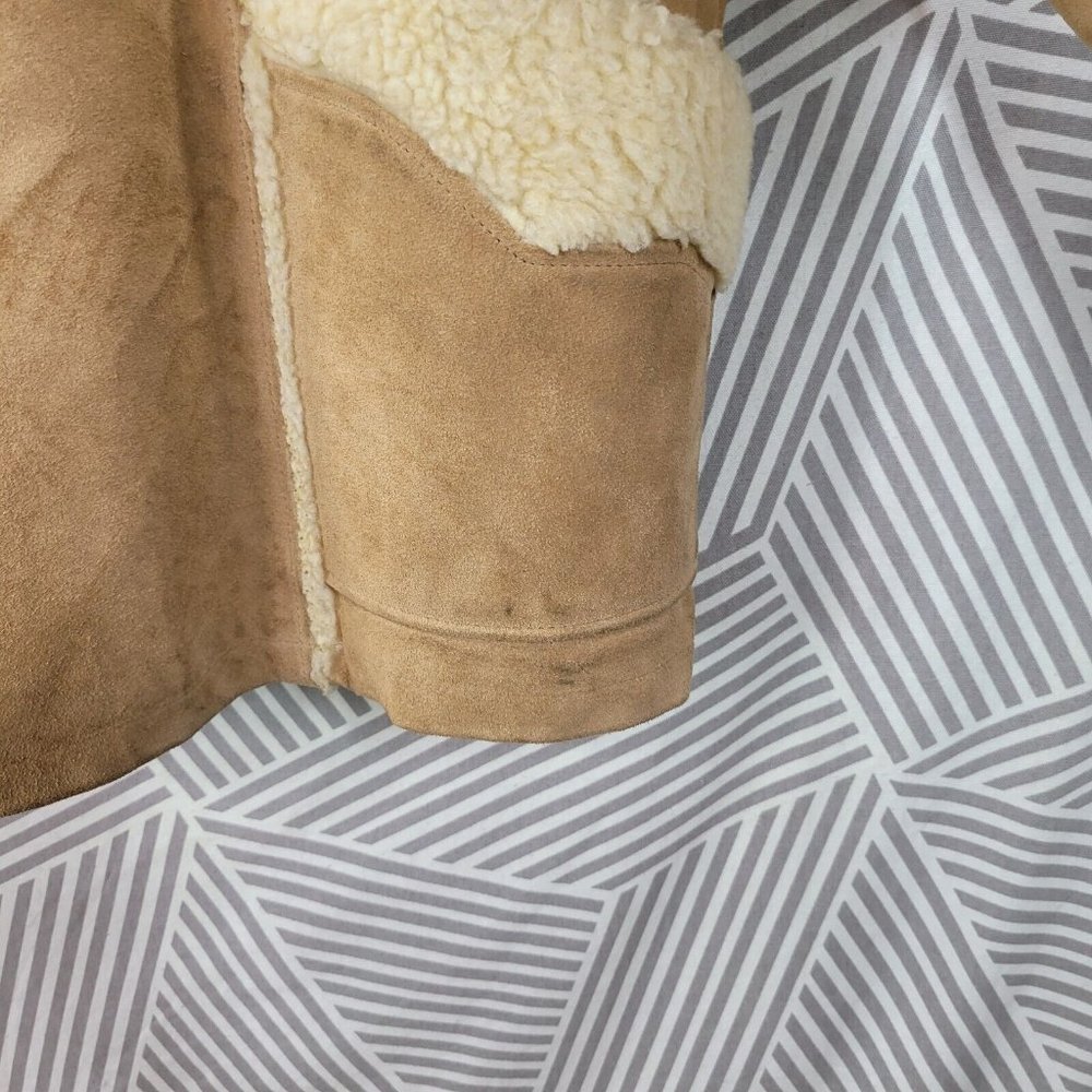 Vintage Sheepskin Faux Shearling Leather Fur Marlboro Men Coat sz 40/42 Rancher - Picture 6 of 8